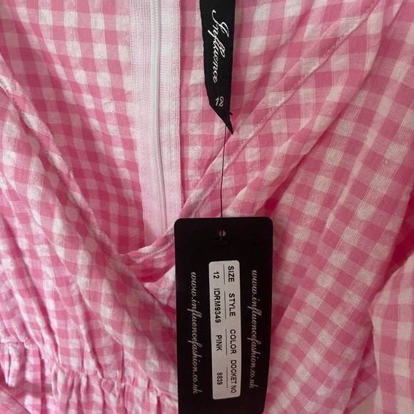 ASOS Pink Gingham Midi Dress - Picture 5 of 8